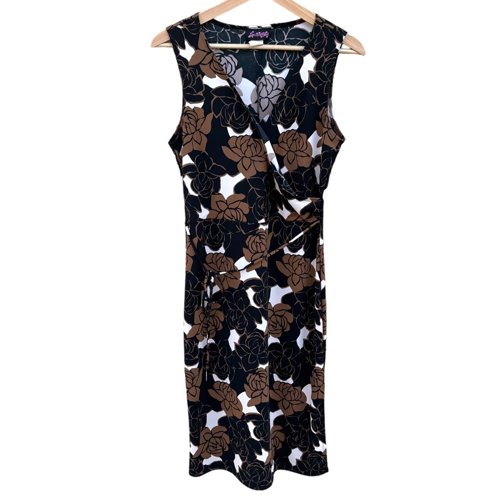 Vintage 90s Spoiled Girls Brown/Black Floral Dress Medium USA Y2K